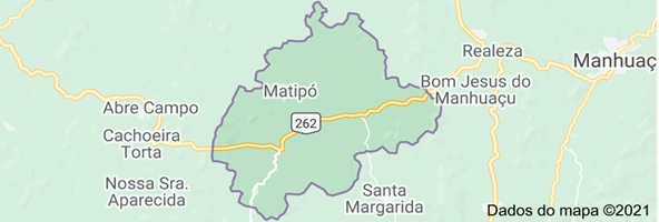 mapa do município de Matipó MG